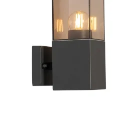 QAZQA Gartenbeleuchtung|Außenwandleuchten*Moderne Außenwandleuchte dunkelgrau mit Rauch - Malios