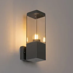 QAZQA Gartenbeleuchtung|Außenwandleuchten*Moderne Außenwandleuchte dunkelgrau mit Rauch - Malios