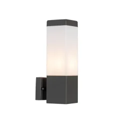 QAZQA Gartenbeleuchtung|Außenwandleuchten*Moderne Außenwandleuchte dunkelgrau mit Opal - Malios