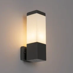 QAZQA Gartenbeleuchtung|Außenwandleuchten*Moderne Außenwandleuchte dunkelgrau mit Opal - Malios