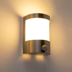 QAZQA Gartenbeleuchtung|Außenleuchten Mit Sensor*Moderne Außenwandleuchte Edelstahl Bewegungsmelder IP44 - Mira