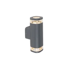 QAZQA Gartenbeleuchtung|Außenwandleuchten*Moderne Außenwandleuchte eckig 2-hell dunkelgrau - Fox