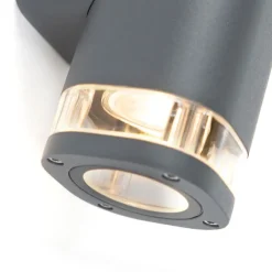 QAZQA Gartenbeleuchtung|Außenwandleuchten*Moderne Außenwandleuchte eckig 2-hell dunkelgrau - Fox