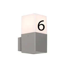 QAZQA Gartenbeleuchtung|Außenwandleuchten*Moderne Außenwandleuchte grau IP44 mit Hausnummer - Dänemark