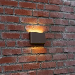 QAZQA Gartenbeleuchtung|Led-Außenleuchten*Moderne Außenwandleuchte rostbraun 17,5 cm inkl. LED IP65 - Batt