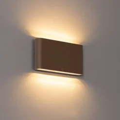 QAZQA Gartenbeleuchtung|Led-Außenleuchten*Moderne Außenwandleuchte rostbraun 17,5 cm inkl. LED IP65 - Batt