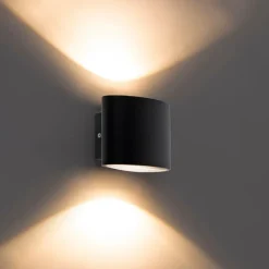 QAZQA Gartenbeleuchtung|Led-Außenleuchten*Moderne Außenwandleuchte schwarz inkl. LED IP44 - Ovum