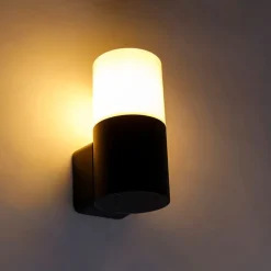 QAZQA Gartenbeleuchtung|Außenwandleuchten*Moderne Außenwandleuchte schwarz mit Opalschirm IP44 - Odense