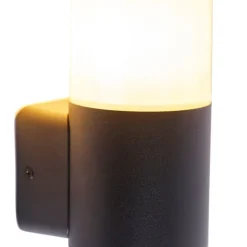 QAZQA Gartenbeleuchtung|Außenwandleuchten*Moderne Außenwandleuchte schwarz mit Opalschirm IP44 - Odense