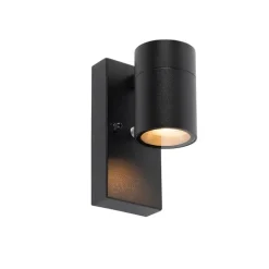 QAZQA Gartenbeleuchtung|Außenleuchten Mit Sensor*Moderne Außenwandleuchte schwarz IP44 mit Dämmerungssensor - Solo