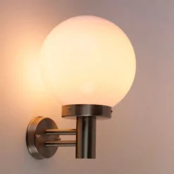 QAZQA Außenwandleuchten|Gartenbeleuchtung*Moderne Außenwandleuchte Stahl Edelstahl IP44 - Sfera