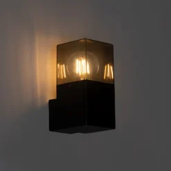 QAZQA Gartenbeleuchtung|Außenwandleuchten*Moderne Außenwandleuchte schwarz IP44 mit Rauchglaseffekt - Dänemark