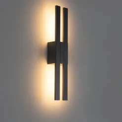 QAZQA Gartenbeleuchtung|Led-Außenleuchten*Moderne Außenwandleuchte schwarz inkl. LED 2-Licht IP54 - Jamal