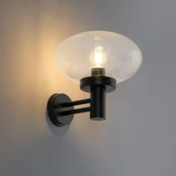 QAZQA Gartenbeleuchtung|Außenwandleuchten*Moderne Außenwandleuchte schwarz mit Glas - Elly