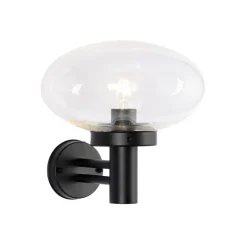 QAZQA Gartenbeleuchtung|Außenwandleuchten*Moderne Außenwandleuchte schwarz mit Glas - Elly