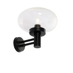 QAZQA Gartenbeleuchtung|Außenwandleuchten*Moderne Außenwandleuchte schwarz mit Glas - Elly