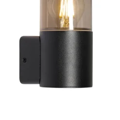 QAZQA Gartenbeleuchtung|Außenwandleuchten*Moderne Außenwandleuchte schwarz mit Rauchschirm IP44 - Odense