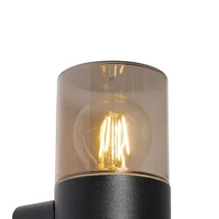 QAZQA Gartenbeleuchtung|Außenwandleuchten*Moderne Außenwandleuchte schwarz mit Rauchschirm IP44 - Odense