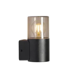 QAZQA Gartenbeleuchtung|Außenwandleuchten*Moderne Außenwandleuchte schwarz mit Rauchschirm IP44 - Odense