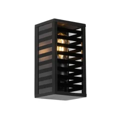 QAZQA Außenwandleuchten|Gartenbeleuchtung*Moderne Außenwandleuchte schwarz mit Rauchglas 26 cm IP44 - Reims