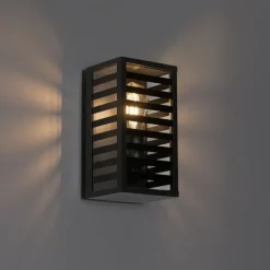 QAZQA Außenwandleuchten|Gartenbeleuchtung*Moderne Außenwandleuchte schwarz mit Rauchglas 26 cm IP44 - Reims