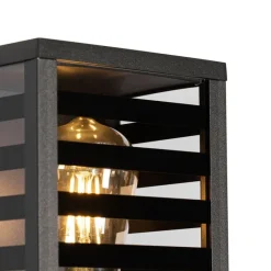 QAZQA Außenwandleuchten|Gartenbeleuchtung*Moderne Außenwandleuchte schwarz mit Rauchglas 26 cm IP44 - Reims