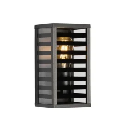 QAZQA Außenwandleuchten|Gartenbeleuchtung*Moderne Außenwandleuchte schwarz mit Rauchglas 26 cm IP44 - Reims