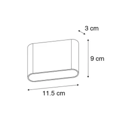 QAZQA Gartenbeleuchtung|Led-Außenleuchten*Moderne Außenwandleuchte schwarz 11,5 cm inkl. LED IP65 - Batt