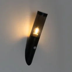 QAZQA Gartenbeleuchtung|Außenleuchten Mit Sensor*Moderne Außenwandleuchte schwarz mit Bewegungssensor IP44 - Rox