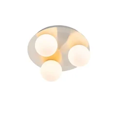 QAZQA Badezimmerlampen|Deckenleuchten Außen*Moderne Badezimmer-Deckenleuchte Stahl 3-flammig - Cederic