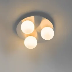 QAZQA Badezimmerlampen|Deckenleuchten Außen*Moderne Badezimmer-Deckenleuchte Stahl 3-flammig - Cederic