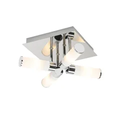 QAZQA Badezimmerlampen|Deckenleuchten Außen*Moderne Badezimmer-Deckenleuchte Chrom 4-flammig IP44 - Bath