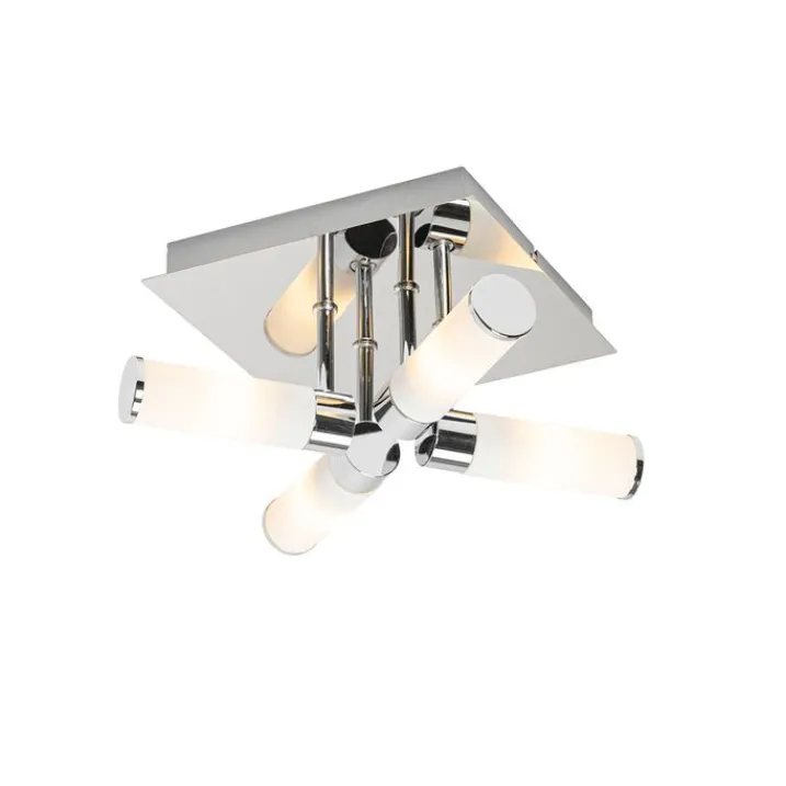 QAZQA Badezimmerlampen|Deckenleuchten Außen*Moderne Badezimmer-Deckenleuchte Chrom 4-flammig IP44 - Bath