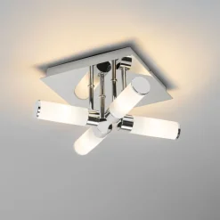 QAZQA Badezimmerlampen|Deckenleuchten Außen*Moderne Badezimmer-Deckenleuchte Chrom 4-flammig IP44 - Bath