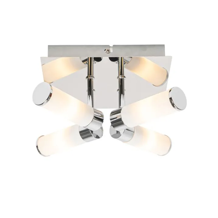 QAZQA Badezimmerlampen|Deckenleuchten Außen*Moderne Badezimmer-Deckenleuchte Chrom 4-flammig IP44 - Bath
