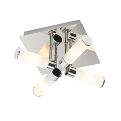 QAZQA Badezimmerlampen|Deckenleuchten Außen*Moderne Badezimmer-Deckenleuchte Chrom 4-flammig IP44 - Bath