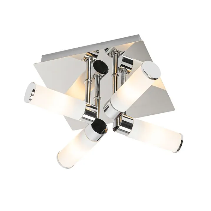 QAZQA Badezimmerlampen|Deckenleuchten Außen*Moderne Badezimmer-Deckenleuchte Chrom 4-flammig IP44 - Bath