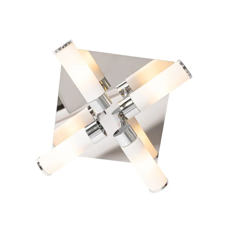 QAZQA Badezimmerlampen|Deckenleuchten Außen*Moderne Badezimmer-Deckenleuchte Chrom 4-flammig IP44 - Bath