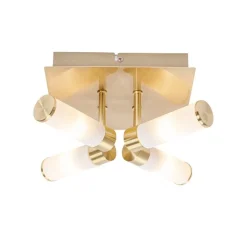 QAZQA Badezimmerlampen|Deckenleuchten Außen*Moderne Badezimmer-Deckenleuchte Messing 4-flammig IP44 - Bath