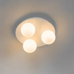 QAZQA Badezimmerlampen|Deckenleuchten Außen*Moderne Badezimmer-Deckenleuchte weiß 3-flammig - Cederic