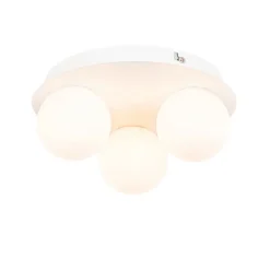 QAZQA Badezimmerlampen|Deckenleuchten Außen*Moderne Badezimmer-Deckenleuchte weiß 3-flammig - Cederic