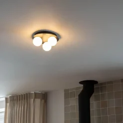 QAZQA Badezimmerlampen|Deckenleuchten Außen*Moderne Badezimmer-Deckenleuchte schwarz 3-Licht - Cederic