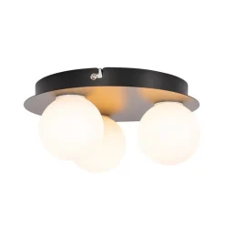 QAZQA Badezimmerlampen|Deckenleuchten Außen*Moderne Badezimmer-Deckenleuchte schwarz 3-Licht - Cederic