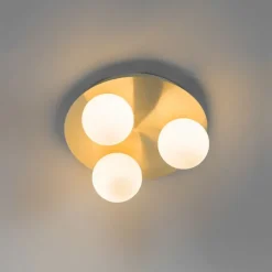 QAZQA Badezimmerlampen|Deckenleuchten Außen*Moderne Badezimmer-Deckenleuchte Messing 3-flammig - Cederic