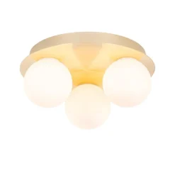 QAZQA Badezimmerlampen|Deckenleuchten Außen*Moderne Badezimmer-Deckenleuchte Messing 3-flammig - Cederic