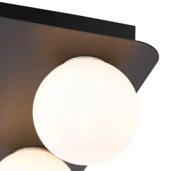QAZQA Badezimmerlampen|Deckenleuchten Außen*Moderne Badezimmer-Deckenleuchte schwarz quadratisch 4-flammig - Cederic