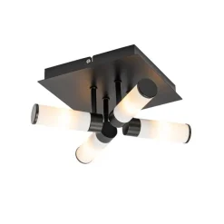 QAZQA Badezimmerlampen|Deckenleuchten Außen*Moderne Badezimmer-Deckenleuchte schwarz 4-flammig IP44 - Bath