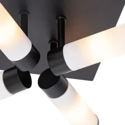 QAZQA Badezimmerlampen|Deckenleuchten Außen*Moderne Badezimmer-Deckenleuchte schwarz 4-flammig IP44 - Bath