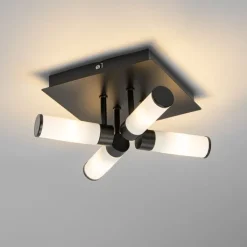 QAZQA Badezimmerlampen|Deckenleuchten Außen*Moderne Badezimmer-Deckenleuchte schwarz 4-flammig IP44 - Bath