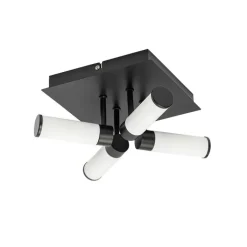 QAZQA Badezimmerlampen|Deckenleuchten Außen*Moderne Badezimmer-Deckenleuchte schwarz 4-flammig IP44 - Bath